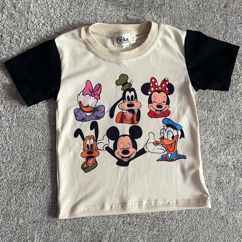 Disney Character Raglan Tee - Cream Body with Black Sleeves